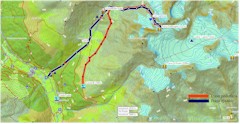 Mapa 1 etapy skitury: Sulden - przelęcz dell'Angelo(3337m) - Dusseldorefer Hutte (2721m) - Sulden Mapa calej skitury -wszystkie etapy