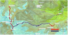 Mapa 2 etapu skitury: Sulden - Rifugio Casati (3269m) - Marteller Hutte 2610 m Mapa 2 etapu skitury: Sulden - Rifugio Casati (3269m) - Marteller Hutte 2610 m