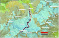 Mapa 4 etapu skitury: Refugio C.Branca (2493m) - Punta San Matteo (3678m) - Refugio C.Branca (2493m) Mapa 4 etapu skitury: Refugio C.Branca (2493m) - Punta San Matteo (3678m) - Refugio C.Branca (2493m)