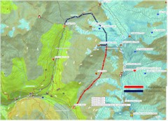 Mapa 5 etapu skitury: Refugio C.Branca (2493m) - Monte Pasquale (3553m) - Rifugio Pizzini-Frattola (2706m)