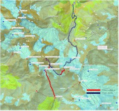 Mapa 6 etapu skitury: Rifugio Pizzini-Frattola (2706m) - Gran Zebru (3851m) - przełęcz Cedec (3238m) - Sulden (1902m) Mapa 6 etapu skitury: Rifugio Pizzini-Frattola (2706m) - Gran Zebru (3851m) - przełęcz Cedec (3238m) - Sulden (1902m)